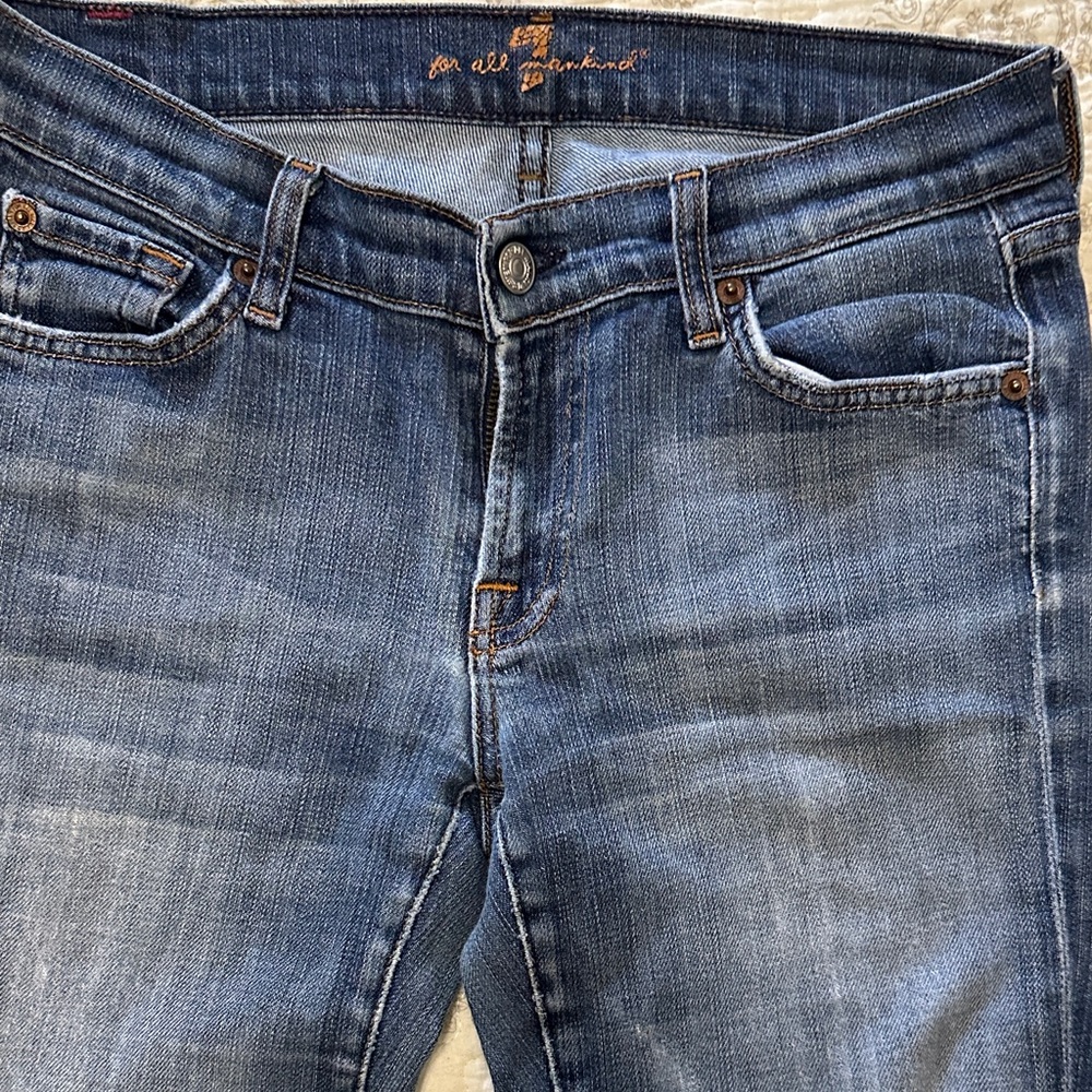 7 For All Mankind Faded Blue  Boot Cut Jeans